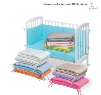 color liso lavable antigolpes 4 en 1 su-xuri Forro de cuna de malla – Protector de cama de bebé de algodón acolchado transpirable 